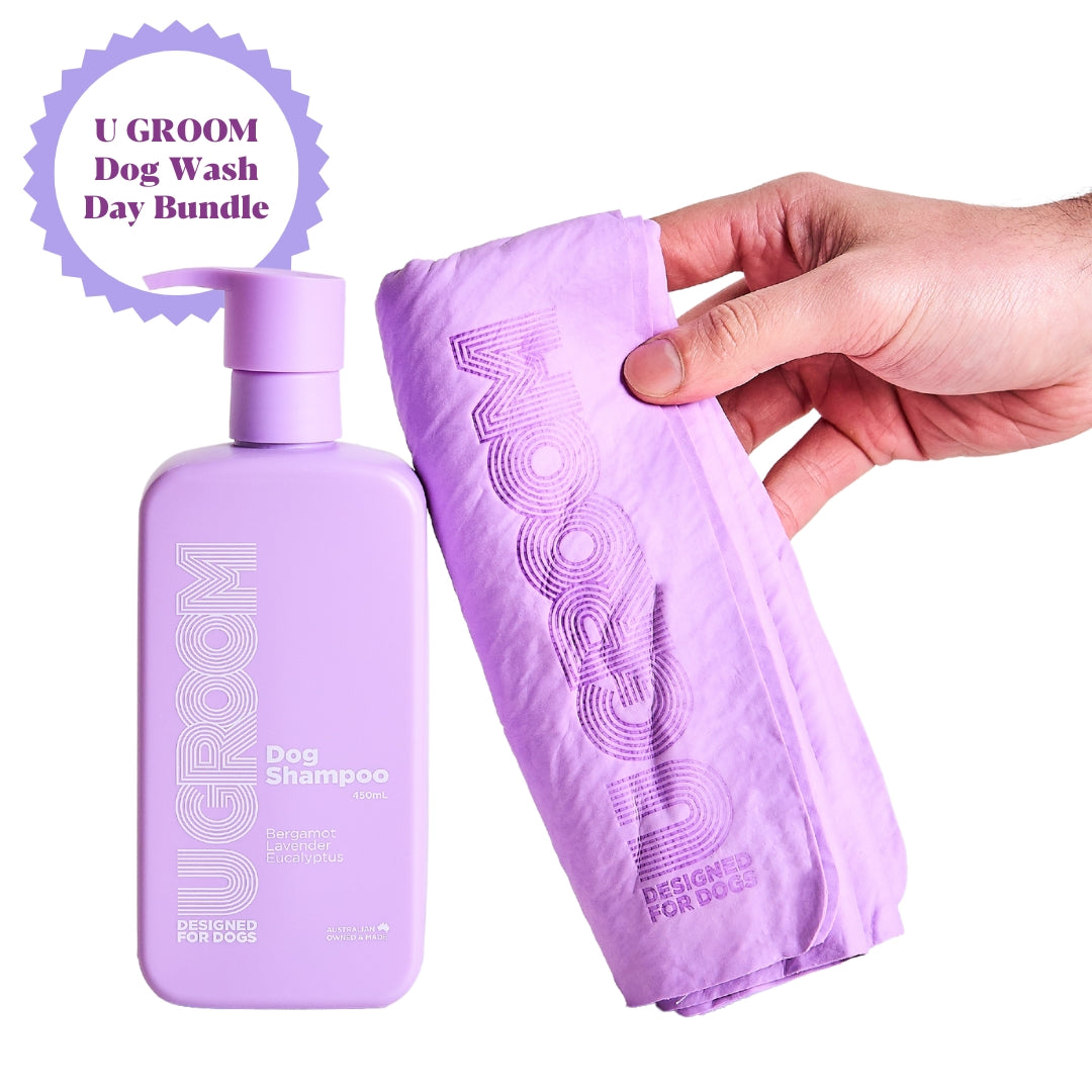 U GROOM Dog Shampoo and Drying Towel Bundle